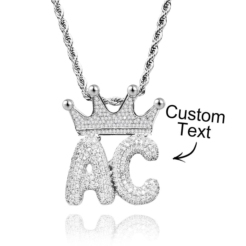 Collana Con Nome Personalizzato Con Corona Collana Hip-hop Con Catena Di Lettere Alla Moda Per Uomo - soufeelit