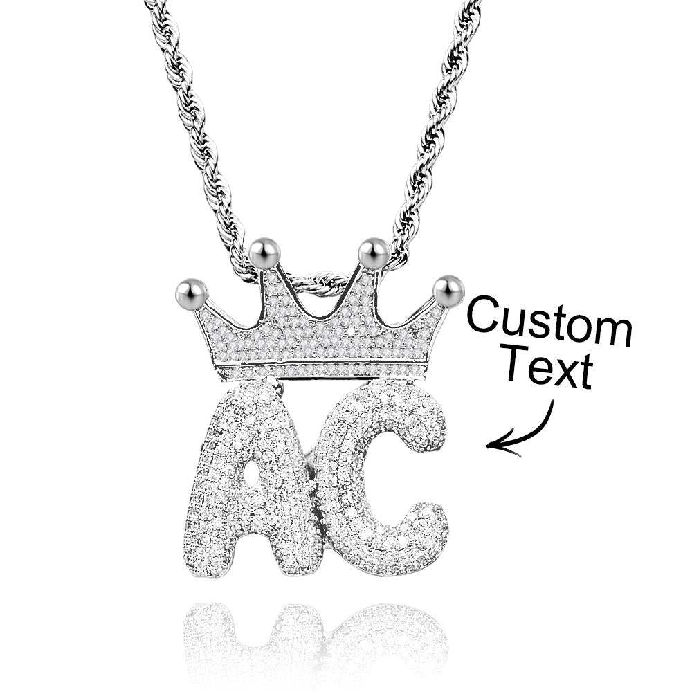 Collana Con Nome Personalizzato Con Corona Collana Hip-hop Con Catena Di Lettere Alla Moda Per Uomo - soufeelit