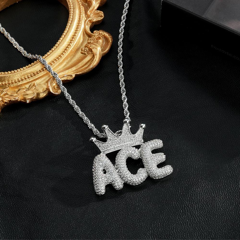 Collana Con Nome Personalizzato Con Corona Collana Hip-hop Con Catena Di Lettere Alla Moda Per Uomo - soufeelit