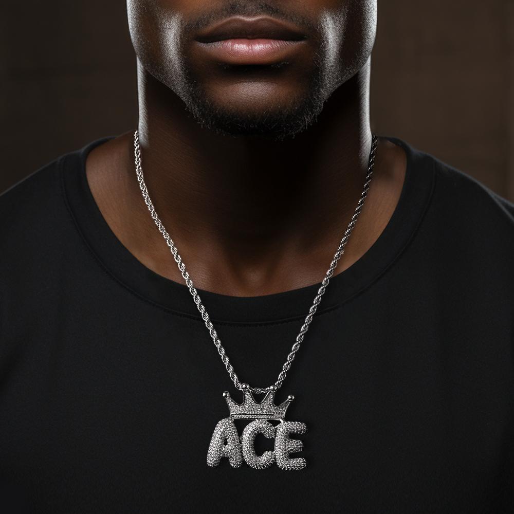 Collana Con Nome Personalizzato Con Corona Collana Hip-hop Con Catena Di Lettere Alla Moda Per Uomo - soufeelit