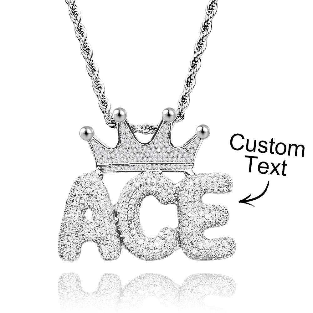 Collana Con Nome Personalizzato Con Corona Collana Hip-hop Con Catena Di Lettere Alla Moda Per Uomo - soufeelit