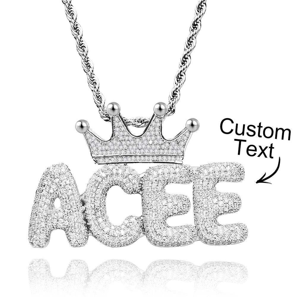 Collana Con Nome Personalizzato Con Corona Collana Hip-hop Con Catena Di Lettere Alla Moda Per Uomo - soufeelit