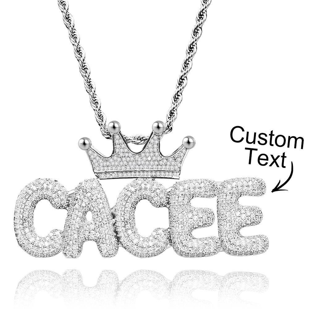 Collana Con Nome Personalizzato Con Corona Collana Hip-hop Con Catena Di Lettere Alla Moda Per Uomo - soufeelit