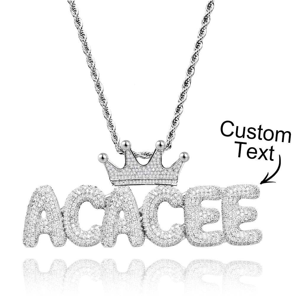Collana Con Nome Personalizzato Con Corona Collana Hip-hop Con Catena Di Lettere Alla Moda Per Uomo - soufeelit