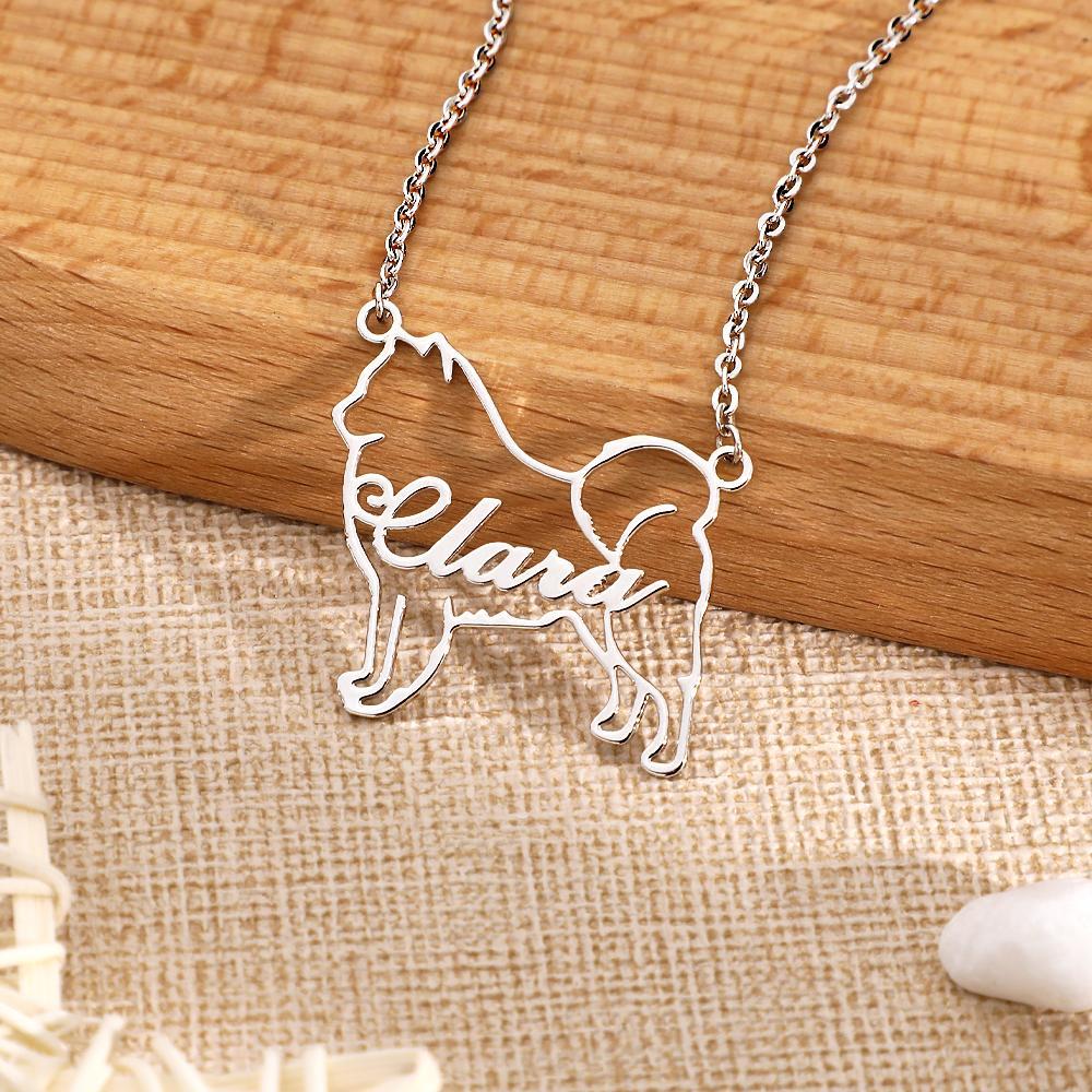 Collana Personalizzata Con Nome Contorno Cane Regali Commemorativi Creativi Per Gli Amanti Dei Cani - soufeelit