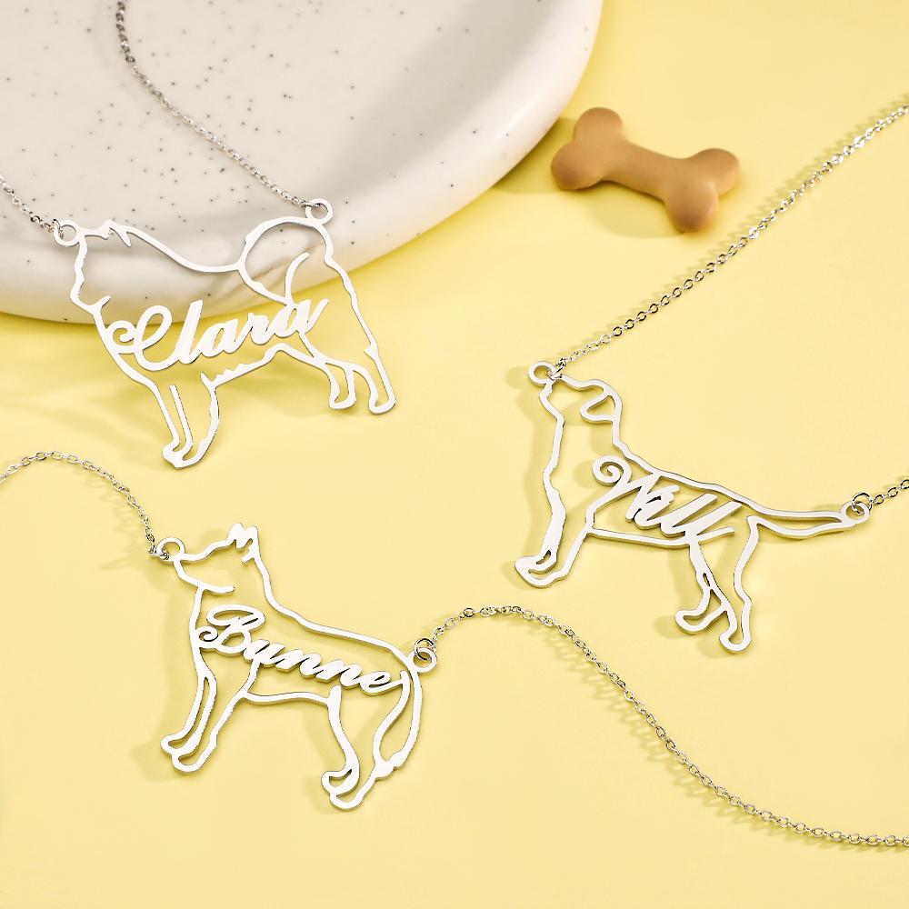 Collana Personalizzata Con Nome Contorno Cane Regali Commemorativi Creativi Per Gli Amanti Dei Cani - soufeelit