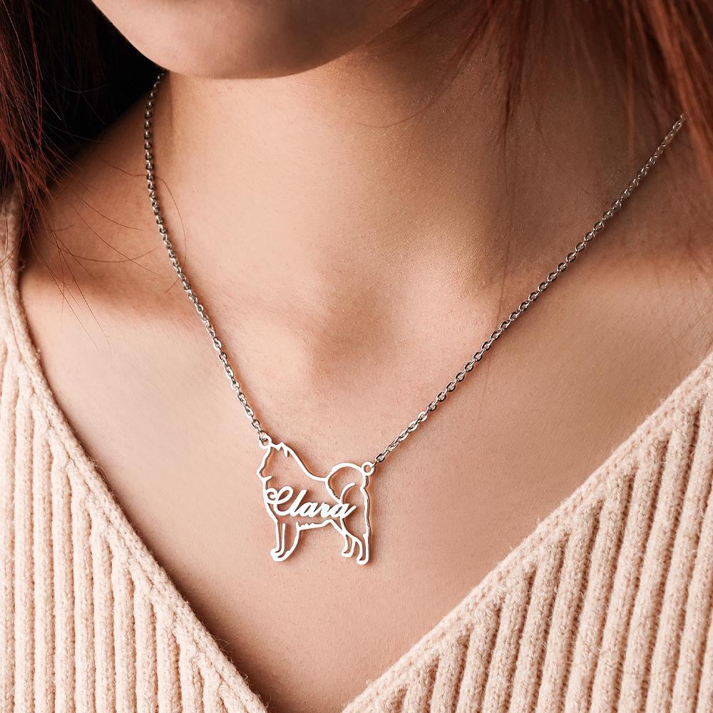 Collana Personalizzata Con Nome Contorno Cane Regali Commemorativi Creativi Per Gli Amanti Dei Cani - soufeelit