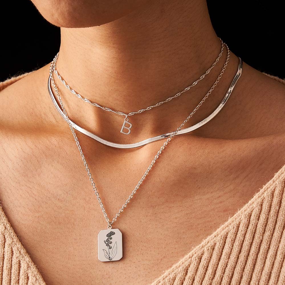 Collana Con Lettere Personalizzate A Strati Collana Con Fiori Personalizzata Regali Di Anniversario Per Lei - soufeelit