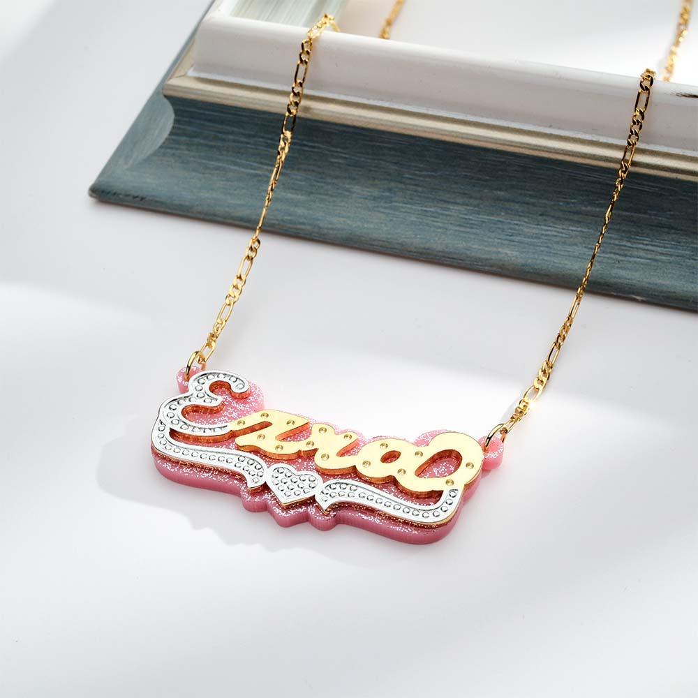 Collana Hip Hop Con Nome Personalizzato Decorazione Colorata In Acrilico In Metallo Bling Per Uomo - soufeelit