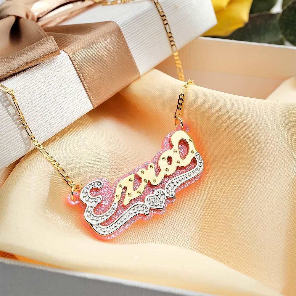 Collana Hip Hop Con Nome Personalizzato Decorazione Colorata In Acrilico In Metallo Bling Per Uomo - soufeelit