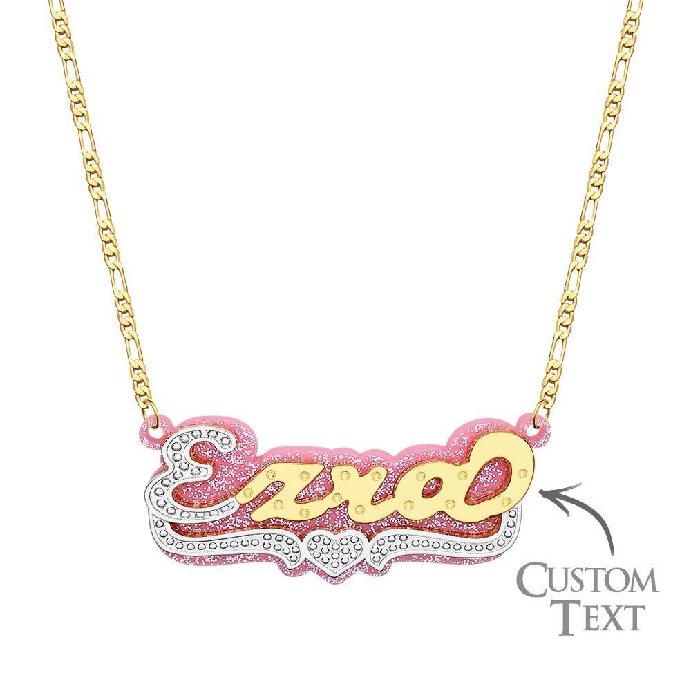 Collana Hip Hop Con Nome Personalizzato Decorazione Colorata In Acrilico In Metallo Bling Per Uomo - soufeelit