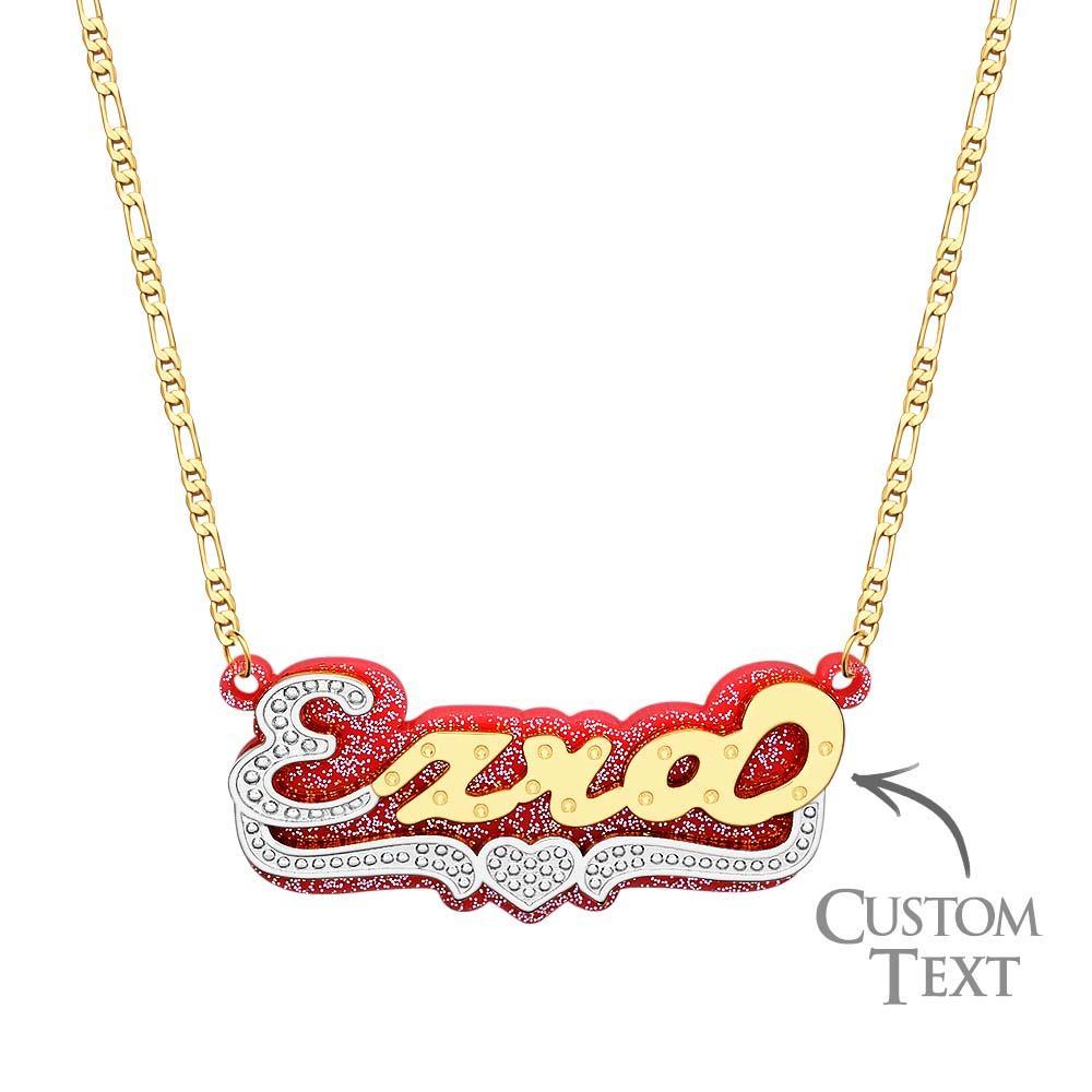 Collana Hip Hop Con Nome Personalizzato Decorazione Colorata In Acrilico In Metallo Bling Per Uomo - soufeelit