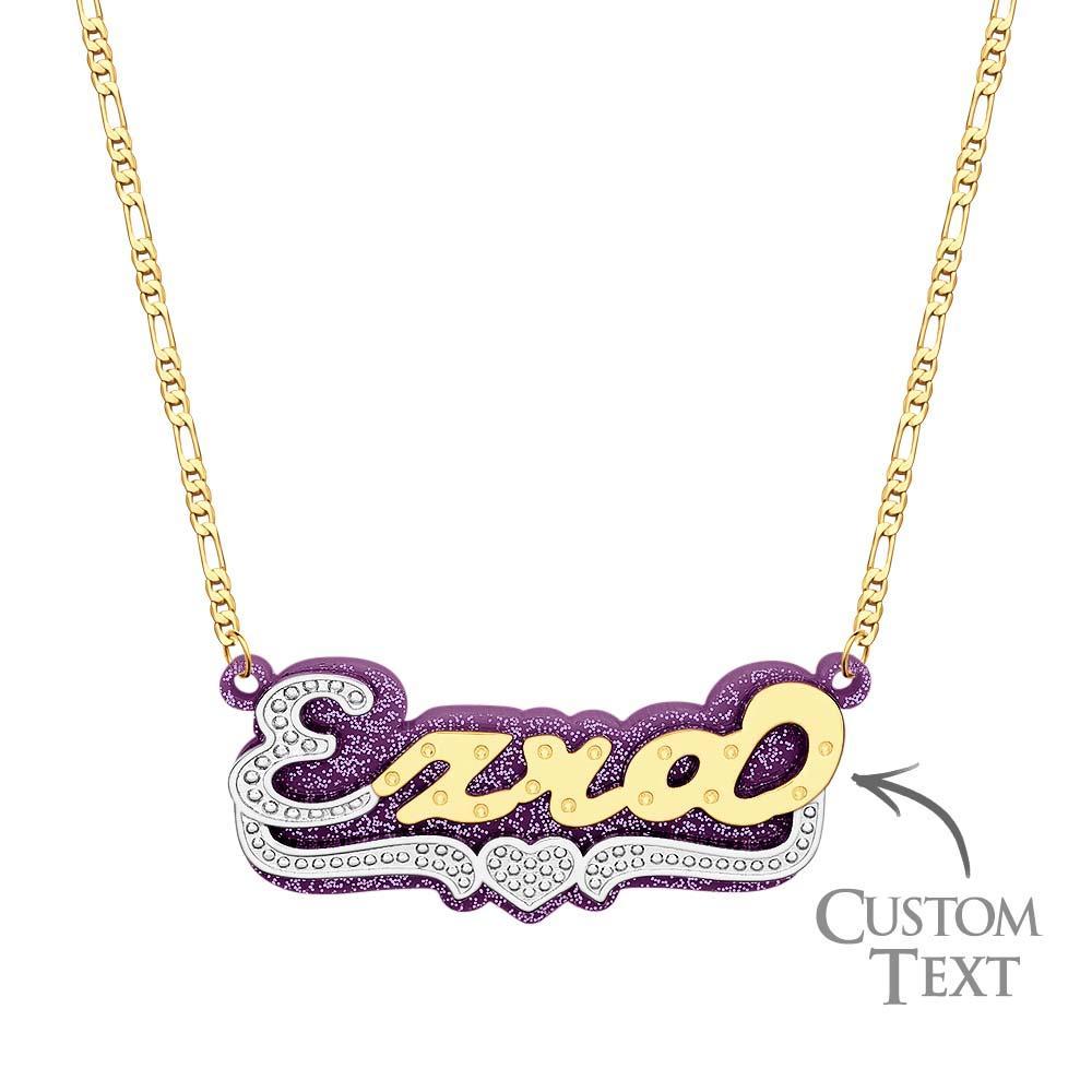 Collana Hip Hop Con Nome Personalizzato Decorazione Colorata In Acrilico In Metallo Bling Per Uomo - soufeelit