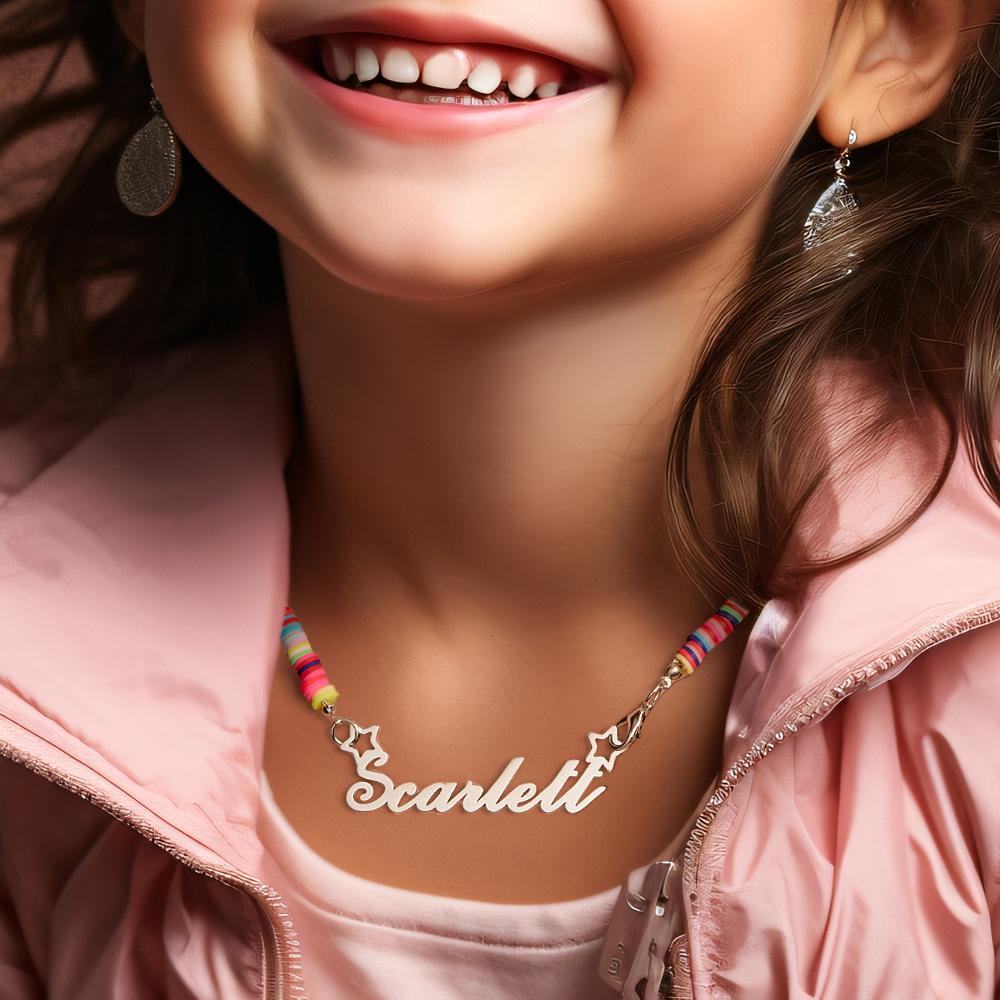 Collana Con Nome Per Ragazze Rainbow Magic, Collana Con Targhetta Personalizzata Per Bambini, Regalo