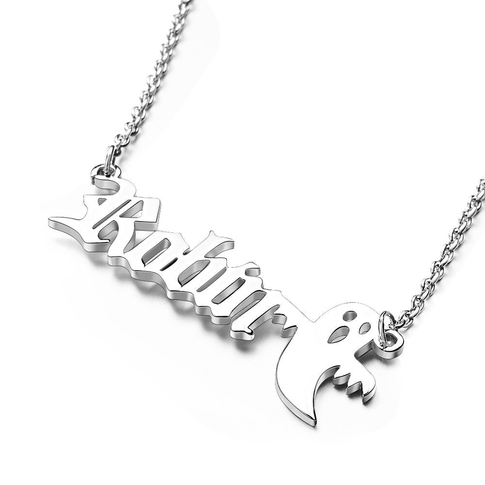 Collana Personalizzata Con Nome Fantasma Collana Con Ciondolo Con Carattere Gotico Inglese Antico Personalizzato Gioielli Fantasma Minimalista Regalo Spettrale Di Halloween Per Bambini - soufeelit