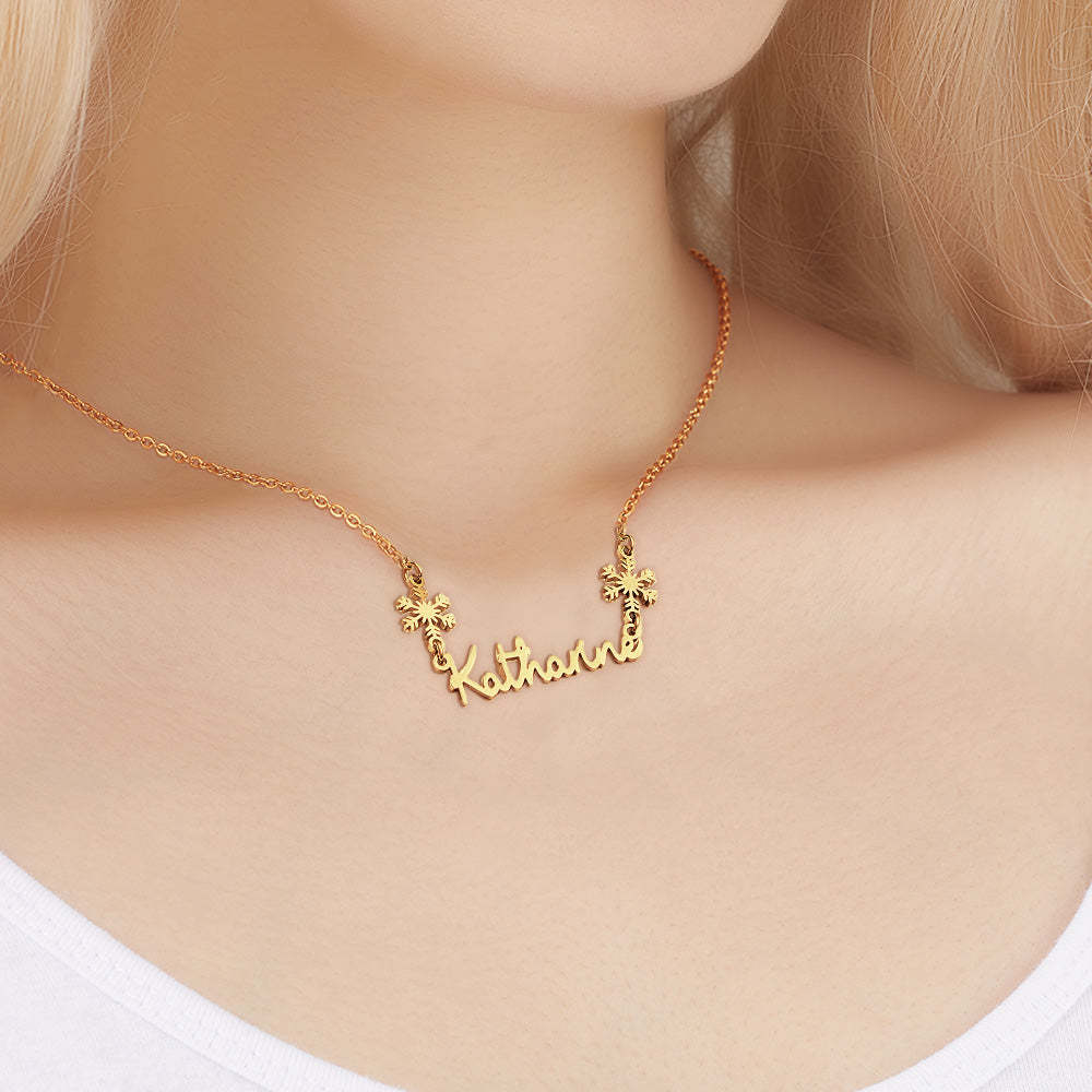 Collana Con Fiocco Di Neve Con Nome Personalizzato, Collana Con Incisione, Regalo Di Natale - soufeelit