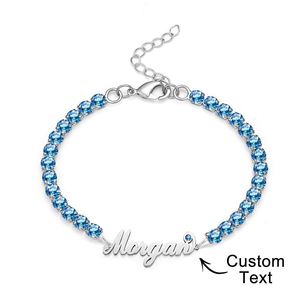 Bracciale Tennis Con Pietra Portafortuna Con Nome Personalizzato. Bracciale Trendy Con Tutti I Diamanti, Regalo Per Lei - soufeelit