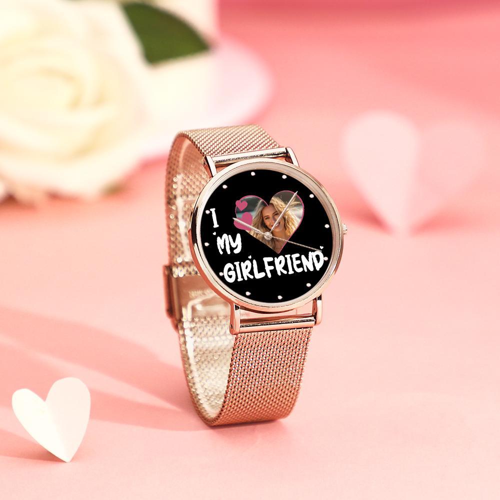 Orologi Personalizzati Con Foto Incisa 'i Love My Girlfriend' Con Cinturino In Lega, Regalo Di San Valentino Per La Fidanzata - soufeelit