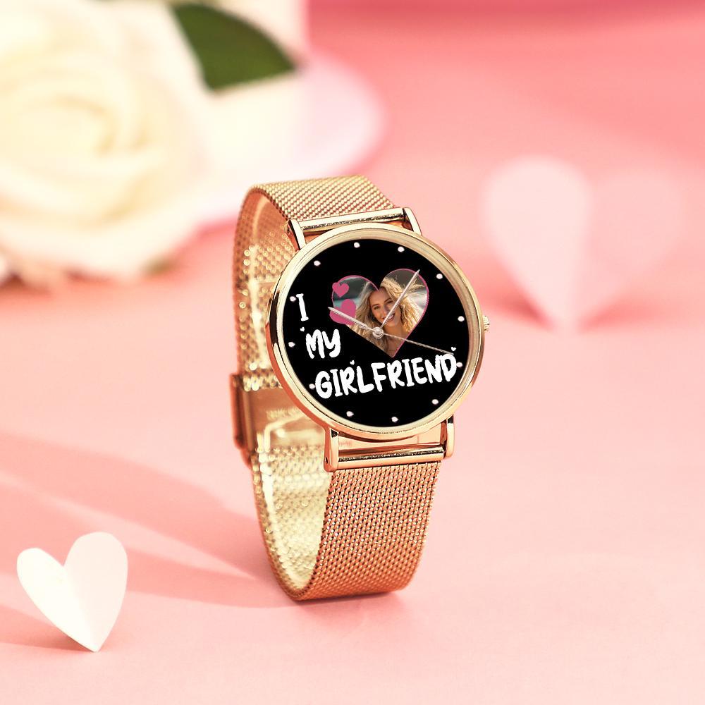 Orologi Personalizzati Con Foto Incisa 'i Love My Girlfriend' Con Cinturino In Lega, Regalo Di San Valentino Per La Fidanzata - soufeelit