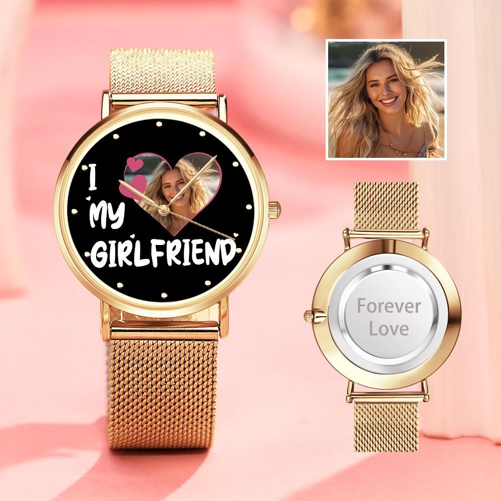 Orologi Personalizzati Con Foto Incisa 'i Love My Girlfriend' Con Cinturino In Lega, Regalo Di San Valentino Per La Fidanzata - soufeelit