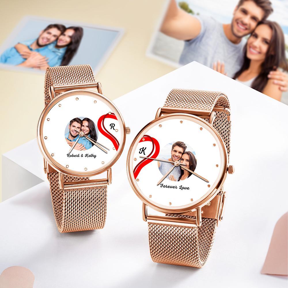 Splicing Red Heart Photo Watch Regali Romantici Di San Valentino Per Le Coppie - soufeelit