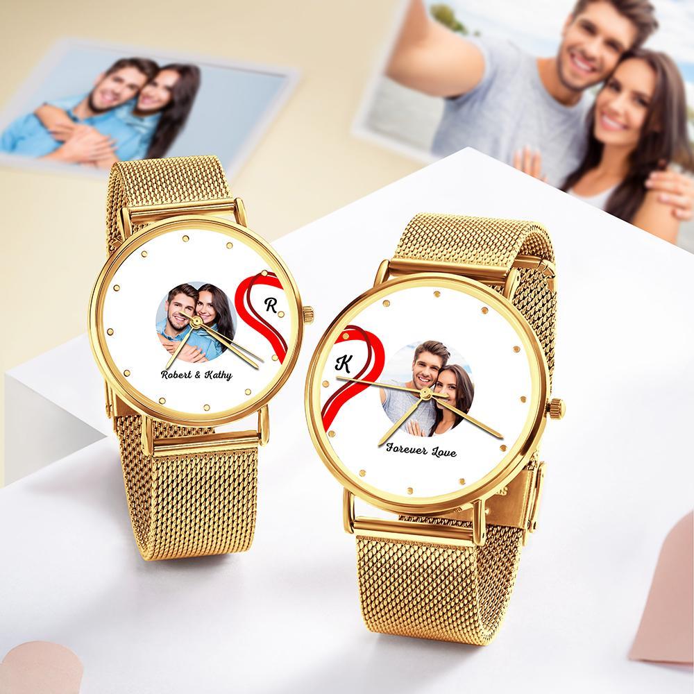 Splicing Red Heart Photo Watch Regali Romantici Di San Valentino Per Le Coppie - soufeelit