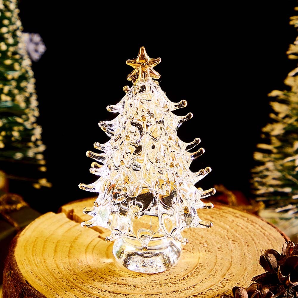 Mini Albero Di Natale In Cristallo Trasparente, Ornamenti Da Tavolo, Regali Di Natale - soufeelit