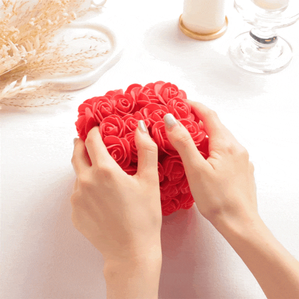 Portagioie Sollevabile A Forma Di Rosa Con Bouquet Di Rose. Confezione Regalo Romantica - soufeelit