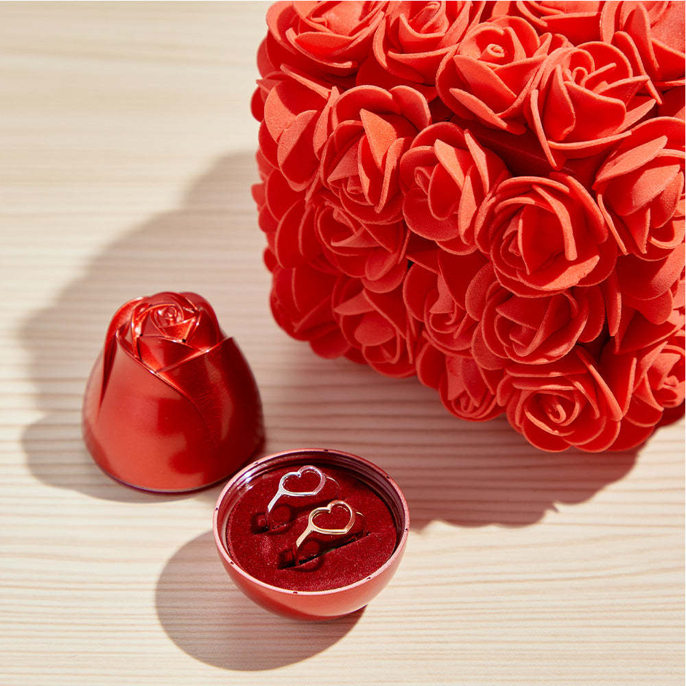 Portagioie Sollevabile A Forma Di Rosa Con Bouquet Di Rose. Confezione Regalo Romantica - soufeelit