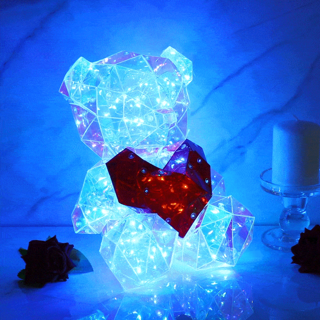 Luci Iridescenti Olografiche Dell'orso Led Della Galassia Che Illuminano Il Regalo Di San Valentino Dell'orso Della Galassia