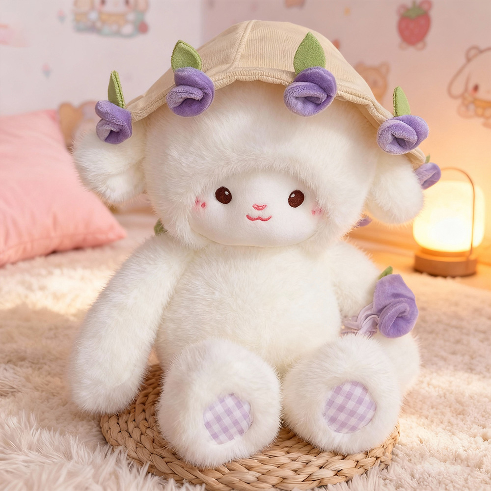Peluche A Forma Di Agnello Con Bouquet Di Rose, Simpatico Giocattolo Da Abbracciare A Forma Di Pecora, Regalo Romantico Per La Sua Decorazione Domestica. - soufeelit