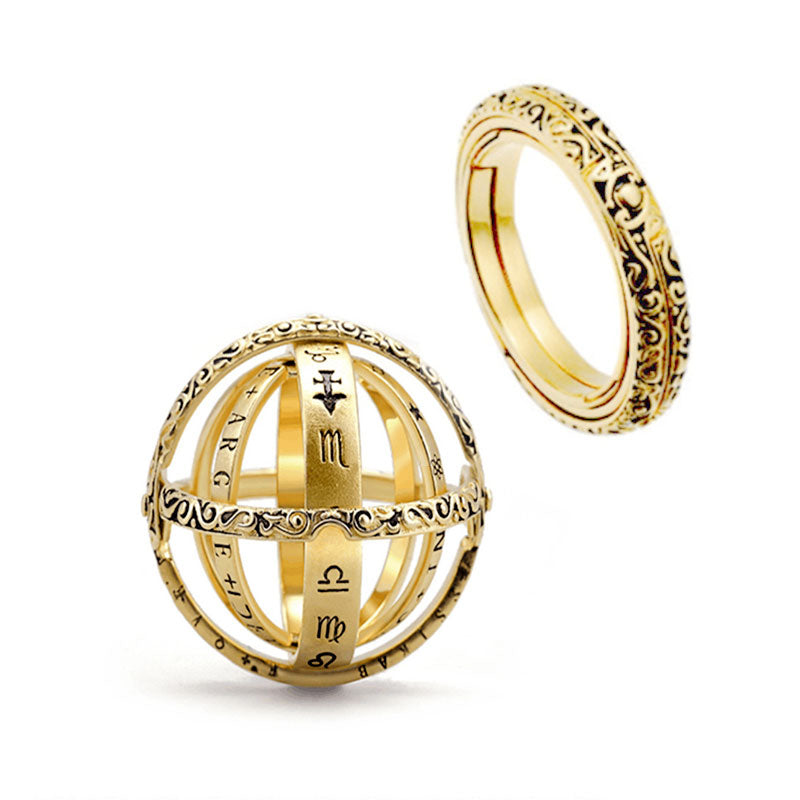 Anello Di Ansia Pieghevole Con Sfera Astronomica Anello Di Dito Cosmico Rotante Anelli Di Coppia Vintage Regalo Creativo - soufeelit