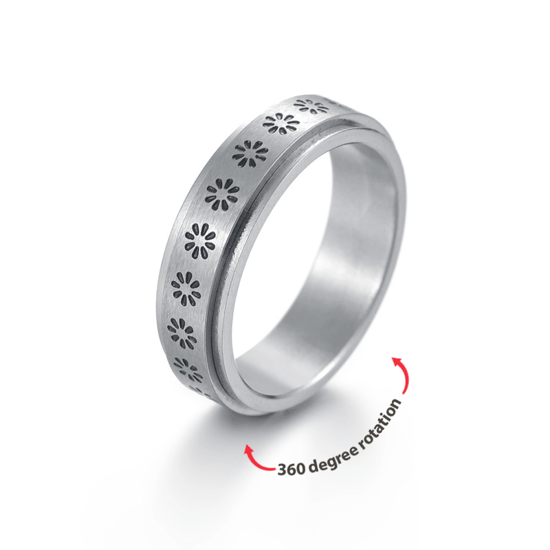 Anello Di Ansia Rotante Anello Fidget Placcato Argento Per Uomo Donna - soufeelit