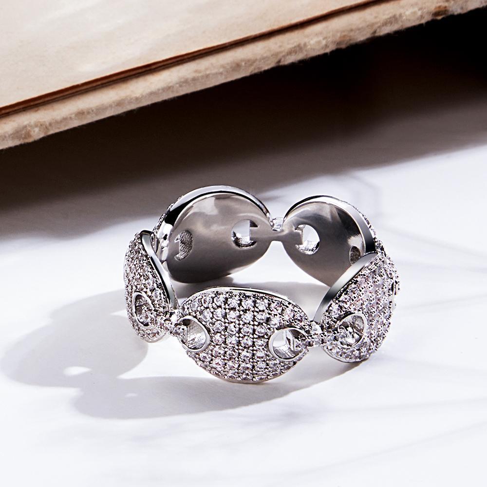 Anello Hip Hop Anello Alla Moda Con Chicco Di Caffè Con Zirconi Regali Per Uomo - soufeelit