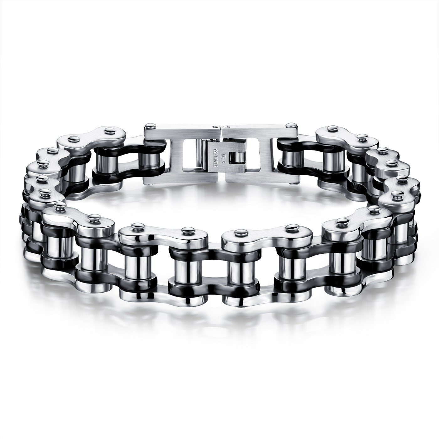 Bracciale Per Bicicletta Hip Hop Con Catena Da Motociclista Alla Moda, Regali In Argento Nero Per Uomo - soufeelit