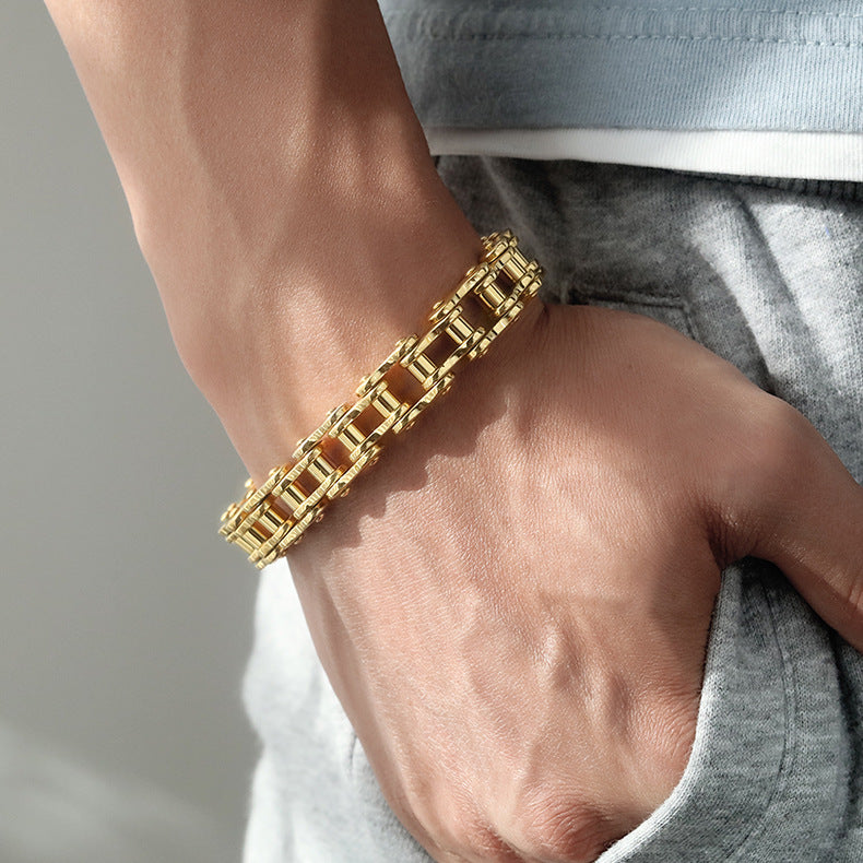 Bracciale Per Bicicletta Hip Hop Con Catena Da Motociclista Alla Moda, Regali In Oro Per Uomo - soufeelit