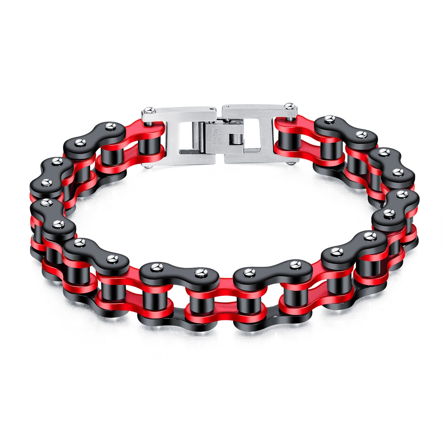 Bracciale A Catena Per Bicicletta Retrò Nero Rosso Regali Per Uomini Alla Moda - soufeelit