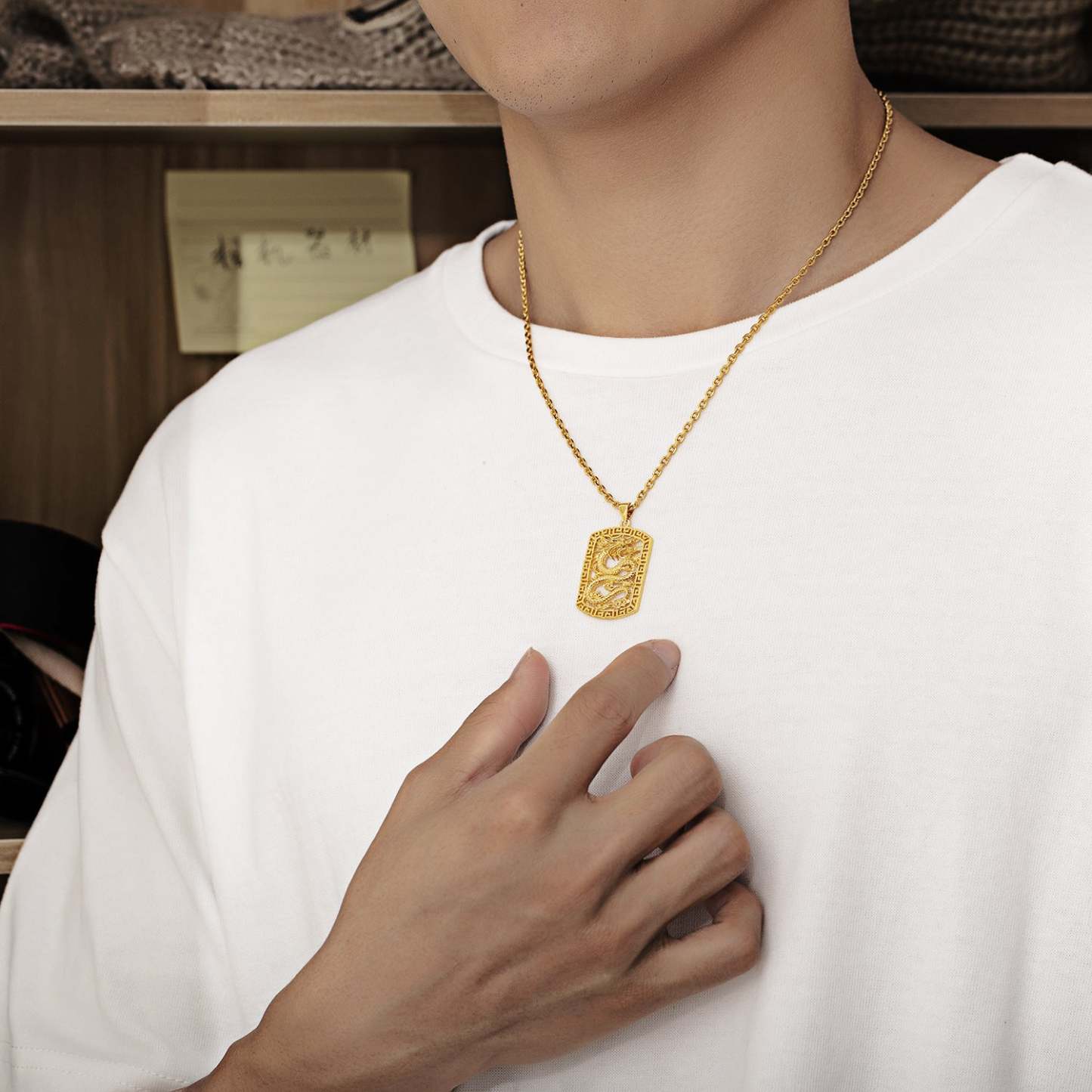 Collana Prepotente Del Drago D'oro Gioielli Da Uomo Alla Moda Hip-hop - soufeelit