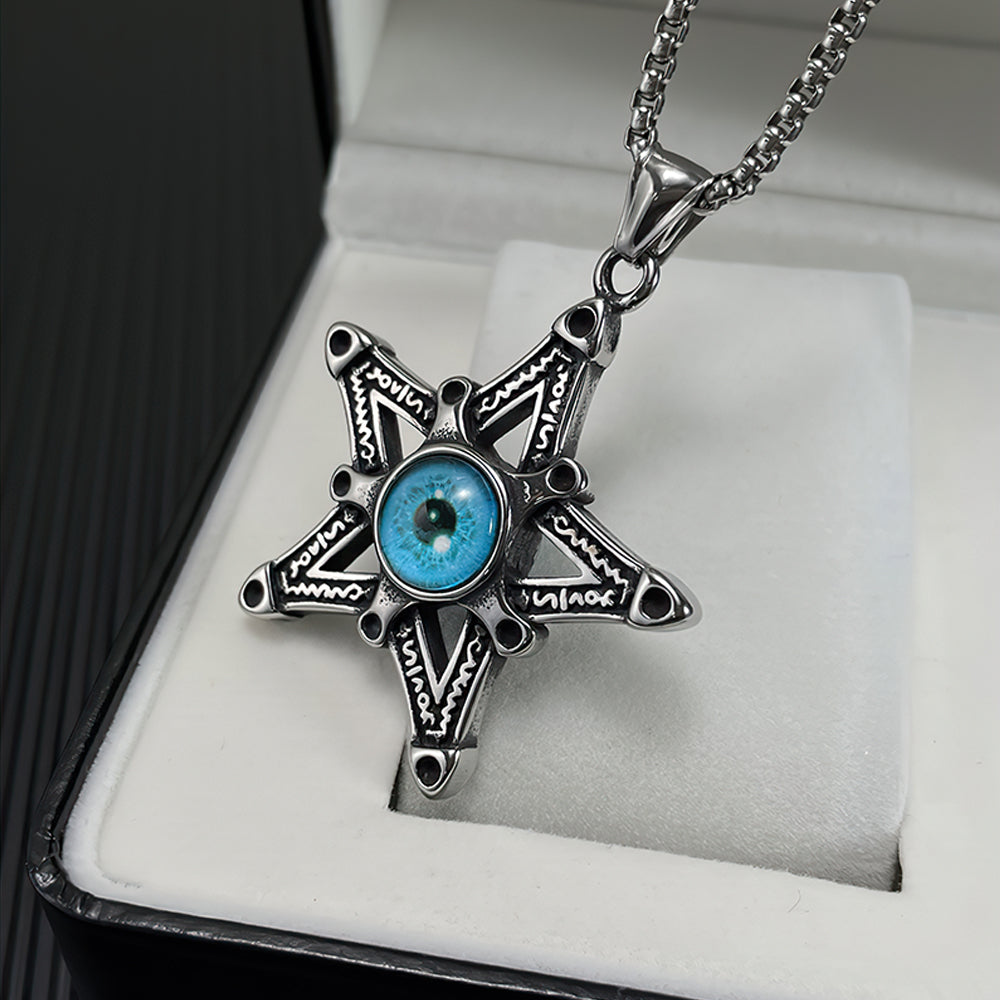 Collana Da Uomo Con Stella A Sei Punte Alla Moda, Gioielli Con L'occhio Del Diavolo - soufeelit
