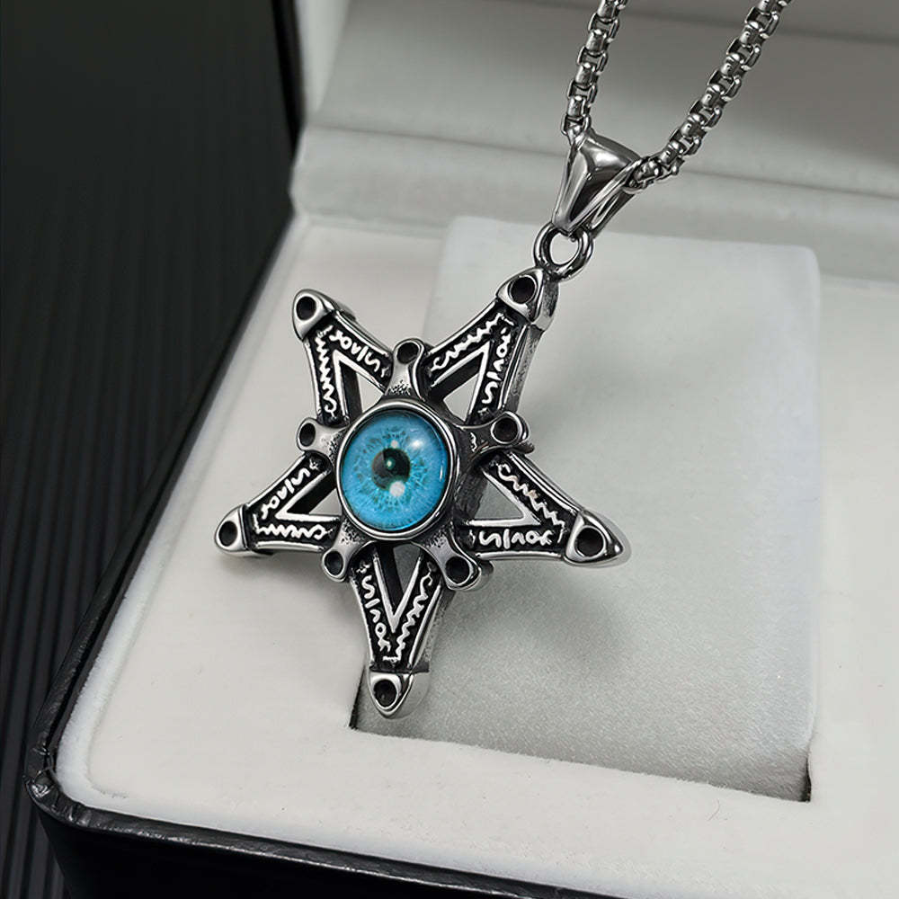 Collana Da Uomo Con Stella A Sei Punte Alla Moda, Gioielli Con L'occhio Del Diavolo - soufeelit