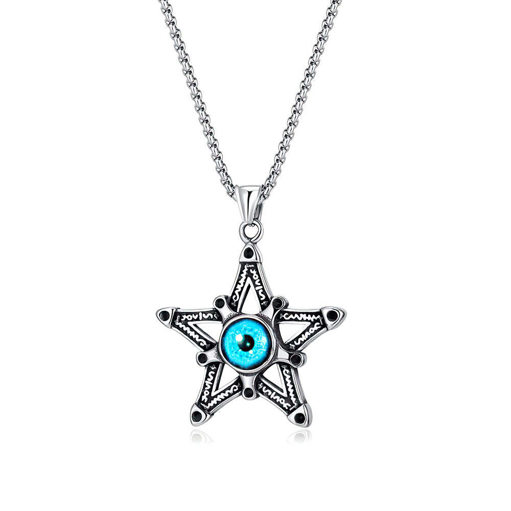 Collana Da Uomo Con Stella A Sei Punte Alla Moda, Gioielli Con L'occhio Del Diavolo - soufeelit