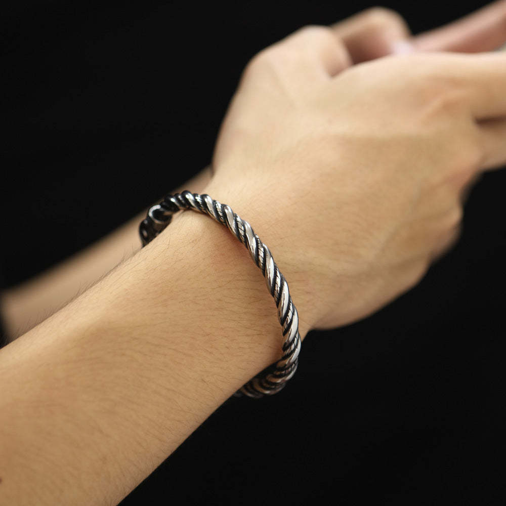 Bracciale Da Uomo Retrò Twist, Gioielli Con Testa D'aquila Aperta - soufeelit