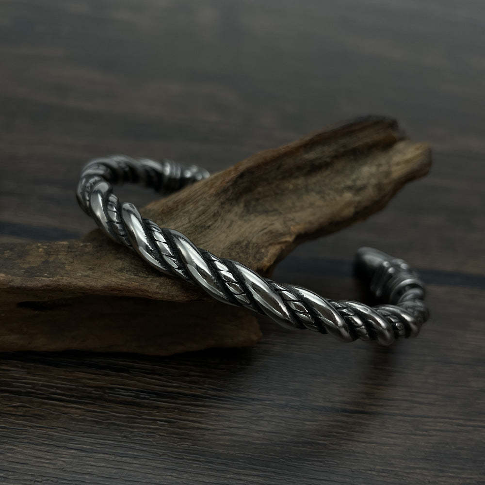 Bracciale Da Uomo Retrò Twist, Gioielli Con Testa D'aquila Aperta - soufeelit