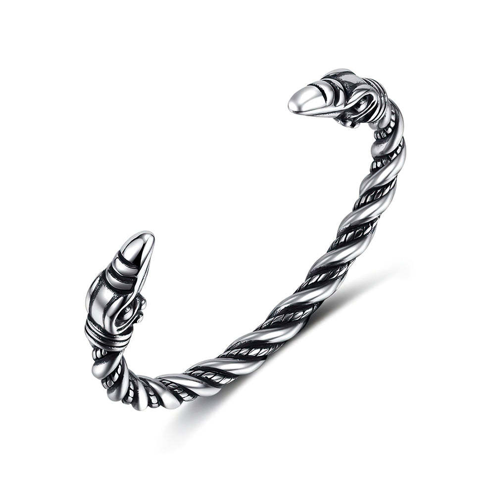 Bracciale Da Uomo Retrò Twist, Gioielli Con Testa D'aquila Aperta - soufeelit
