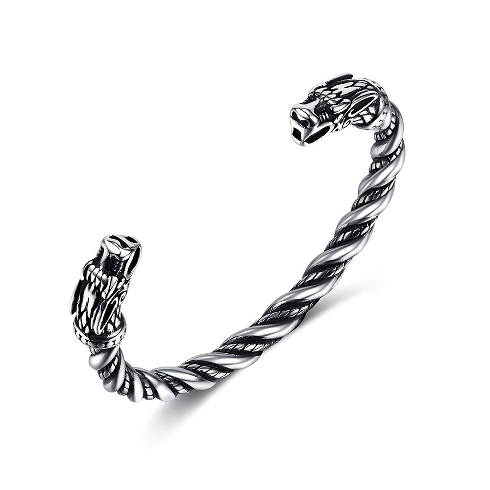 Bracciale Aperto Da Uomo Retrò Vichingo Gioielli Prepotenti Con Testa Di Drago - soufeelit