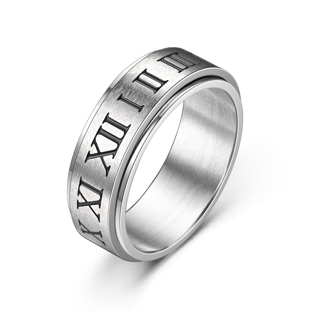 Anello Anti-ansia Fidget Con Numeri Romani, Anello Girevole Regolabile, Regali Per Lui - soufeelit