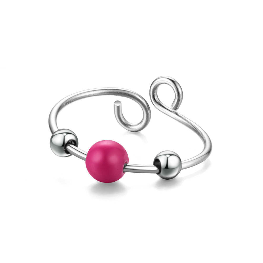 Anello Anti-ansia Fidget, Anello Girevole Regolabile Con Perline Turchesi, Regali Per Lei - soufeelit