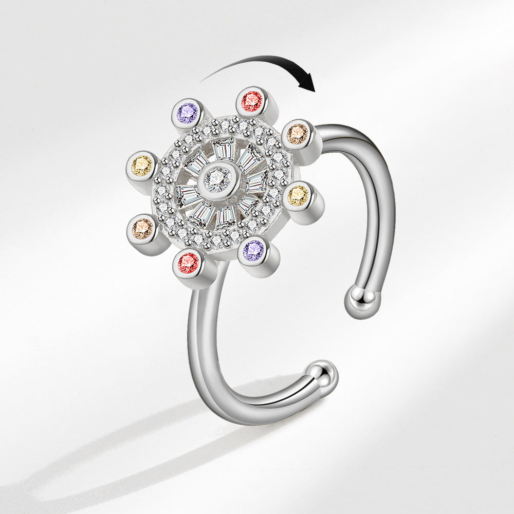 Fidget Anello Anti-ansia Timone Stella Talismano Aperto Anello Girevole Regolabile Gioielli Regali Per Lei - soufeelit