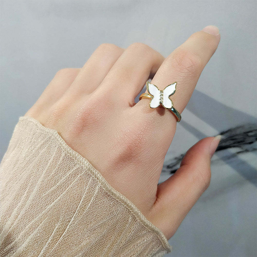 Fidget Anello Anti-ansia Anello Spinner Regolabile Aperto Con Farfalla Regali Per Lei - soufeelit