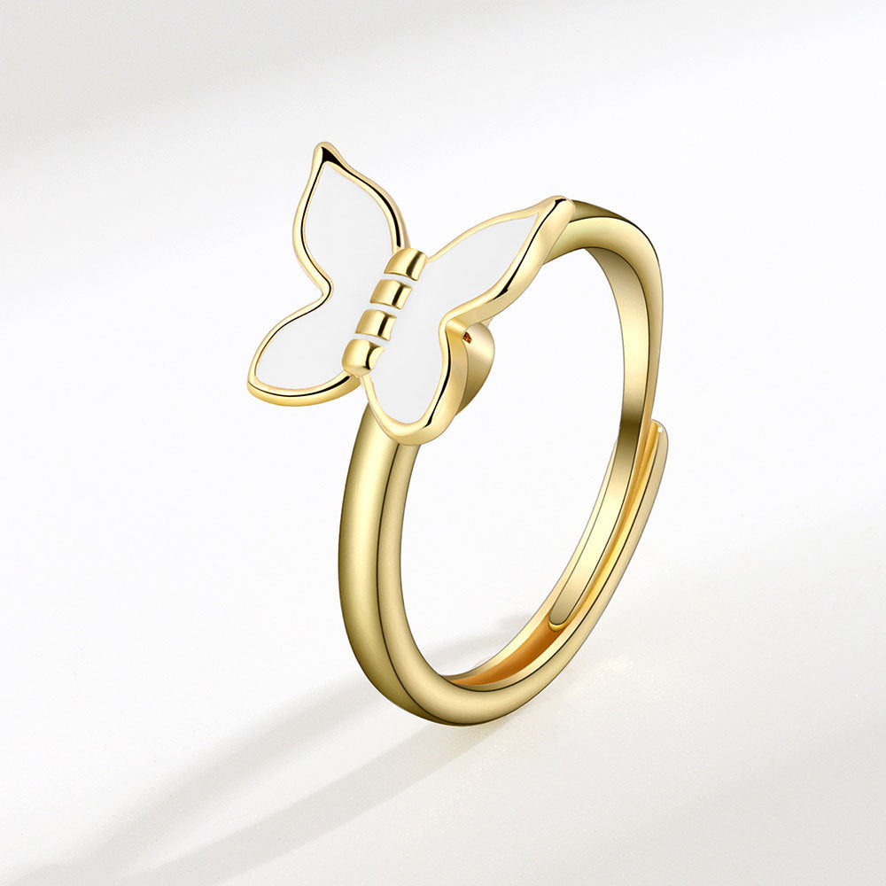 Fidget Anello Anti-ansia Anello Spinner Regolabile Aperto Con Farfalla Regali Per Lei - soufeelit